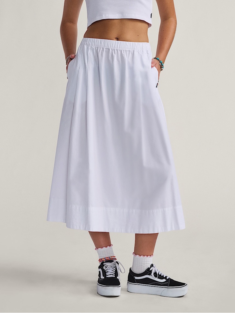 VANS white midi skirt